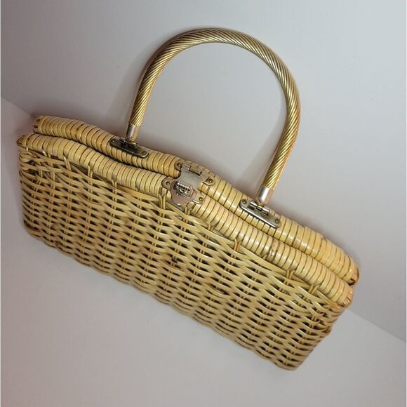 Vintage Rattan Wicker Purse/Tote - Picture 2 of 15
